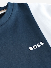 BOSS Blue Colourblock Chest Logo Short Sleeve T-Shirt - Image 4 of 5