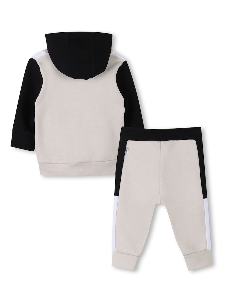 BOSS Natural Logo Baby Zip Up Hoodie And Joggers Set - Image 2 of 6