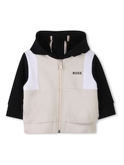 BOSS Natural Logo Baby Zip Up Hoodie And Joggers Set - Image 3 of 6