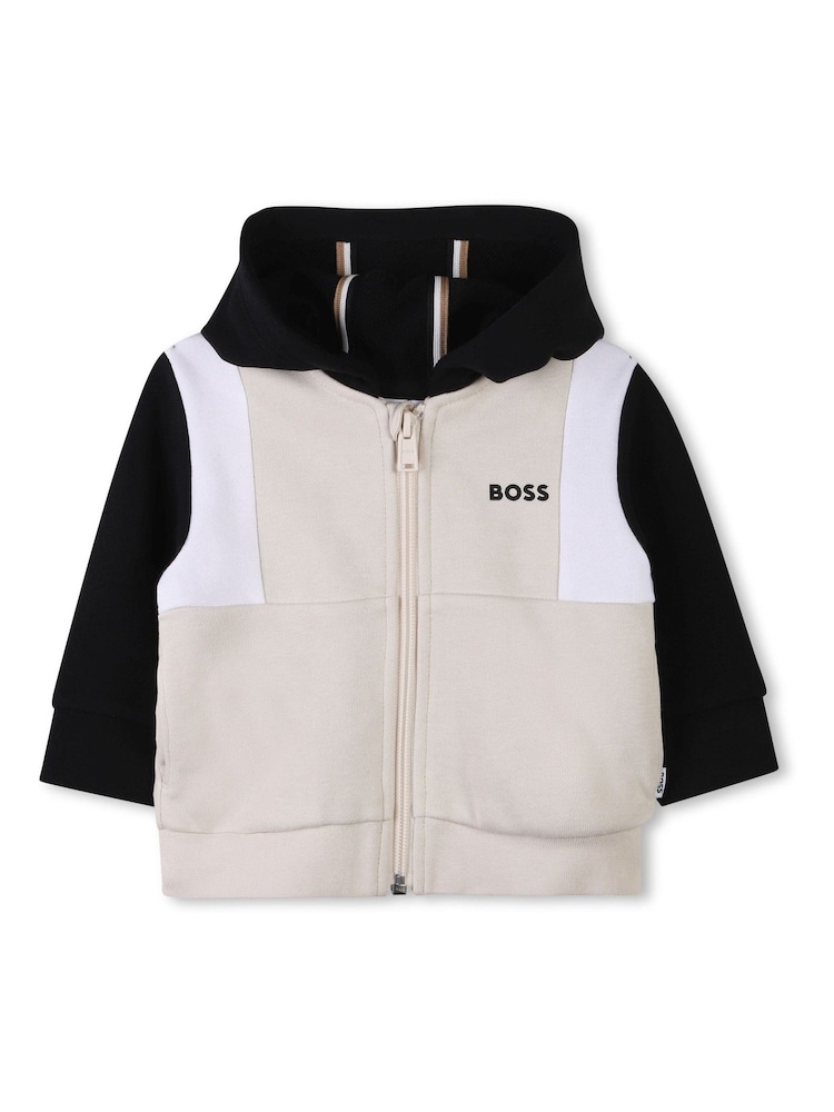 BOSS Natural Logo Baby Zip Up Hoodie And Joggers Set - Image 3 of 6