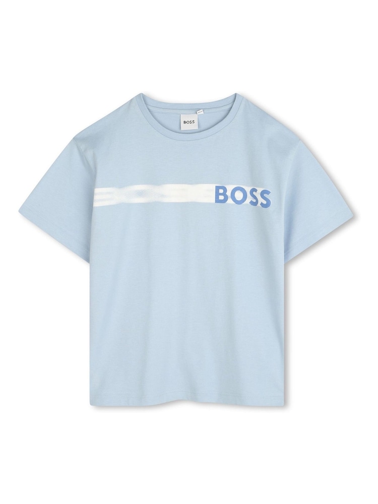 BOSS Blue Logo Short Sleeve T-Shirt & Short Loungewear Set - Image 4 of 8