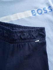 BOSS Blue Logo Short Sleeve T-Shirt & Short Loungewear Set - Image 8 of 8