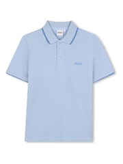 BOSS Blue Logo Short Sleeve Pique Polo Shirt - Image 1 of 2