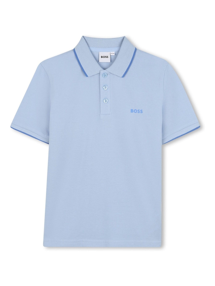 BOSS Blue Logo Short Sleeve Pique Polo Shirt - Image 1 of 2