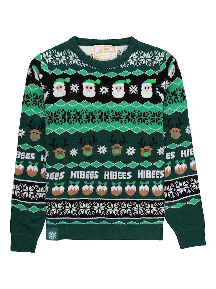 Fanatics Kids Green Hibernian Fairisle Pattern Christmas Jumper - Image 2 of 3