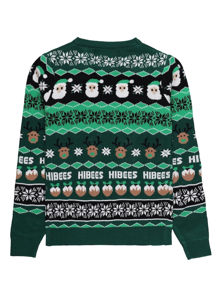 Fanatics Kids Green Hibernian Fairisle Pattern Christmas Jumper - Image 3 of 3