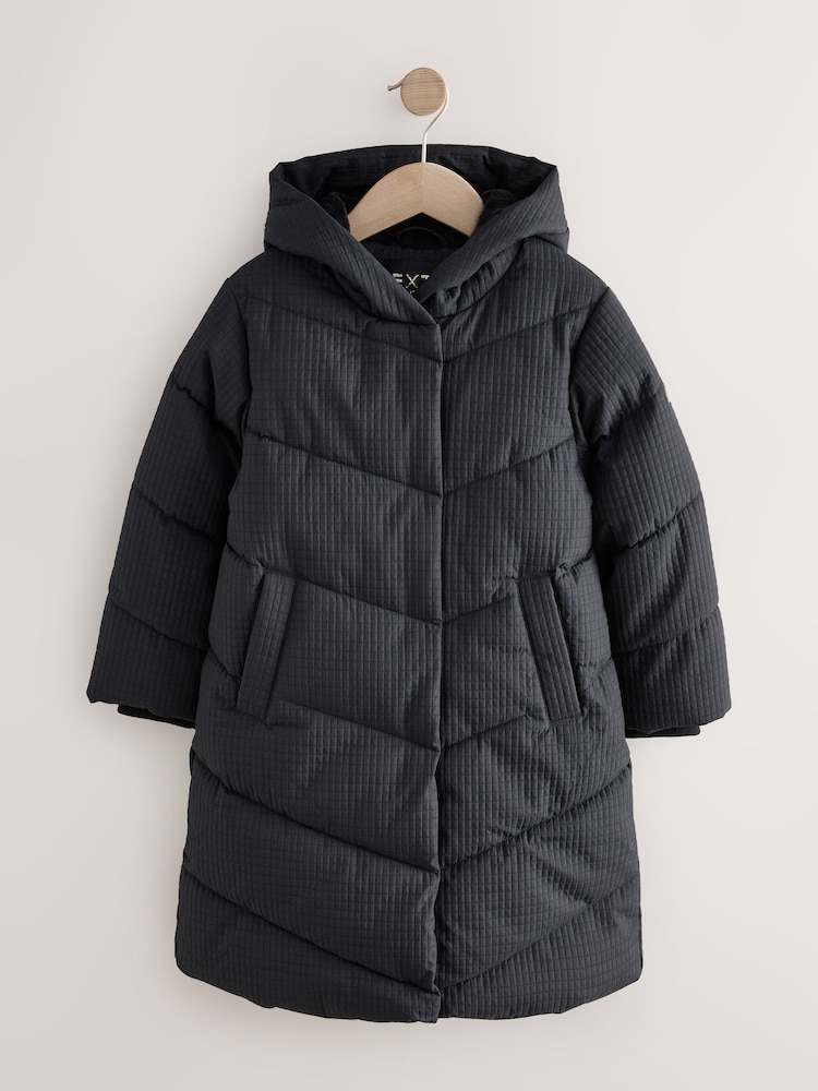 Black - Shower Resistant Textured Padded Coat (3-16yrs) - Image 1 of 5 Black - Shower Resistant Textured Padded Coat (3-16yrs) - Image 1 of 5