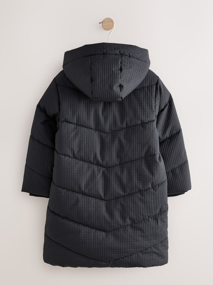 Black - Shower Resistant Textured Padded Coat (3-16yrs) - Image 2 of 5 Black - Shower Resistant Textured Padded Coat (3-16yrs) - Image 2 of 5