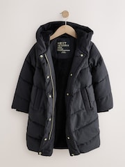Black - Shower Resistant Textured Padded Coat (3-16yrs) - Image 3 of 5
