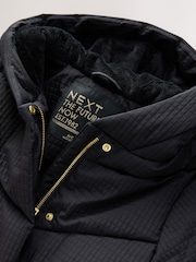 Black - Shower Resistant Textured Padded Coat (3-16yrs) - Image 4 of 5
