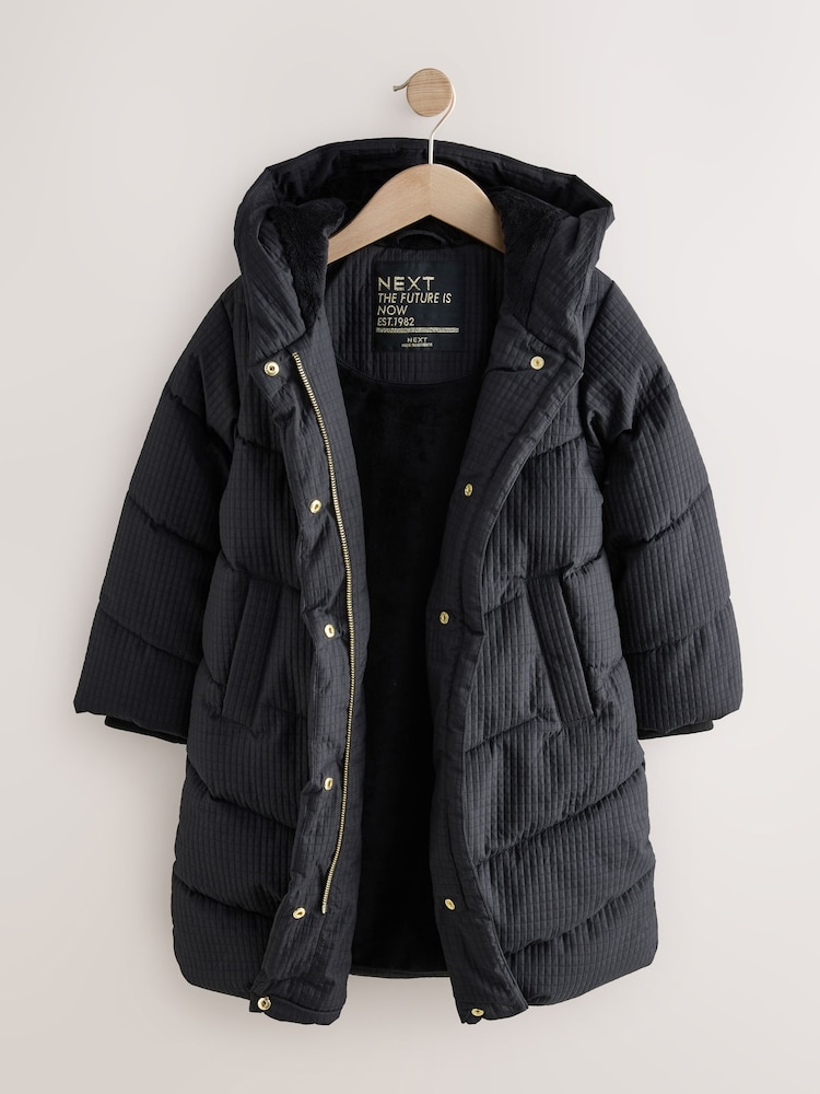 Buy Black Shower Resistant Longline Padded Coat (3-16yrs) from the