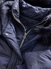 Navy Shower Resistant Fur Trim Padded Coat (3-16yrs) - Image 9 of 9