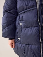Navy Shower Resistant Faux Fur Trim Padded Coat (3-16yrs) - Image 4 of 9