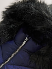 Navy Shower Resistant Faux Fur Trim Padded Coat (3-16yrs) - Image 9 of 9