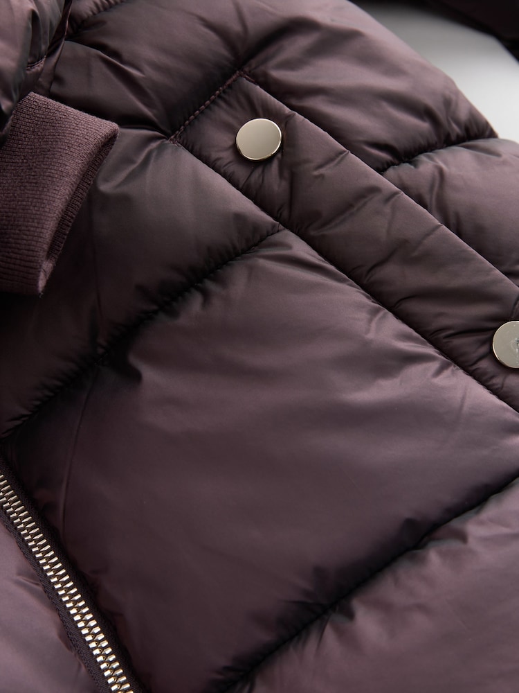 Chocolate Brown Shower Resistant Faux Fur Trim Padded Coat (3-16yrs) - Image 10 of 10