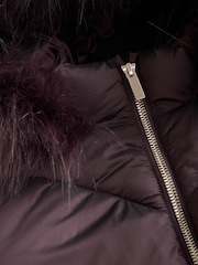 Chocolate Brown Shower Resistant Faux Fur Trim Padded Coat (3-16yrs) - Image 9 of 10