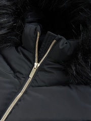 Black Shower Resistant Faux Fur Trim Padded Coat (3-16yrs) - Image 4 of 6