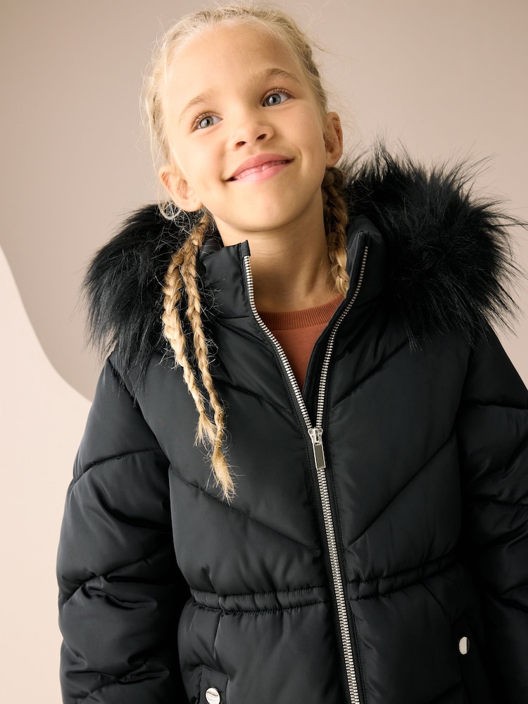 Future Fur Coat Mirror Buy Black Shower Resistant Faux Fur Trim