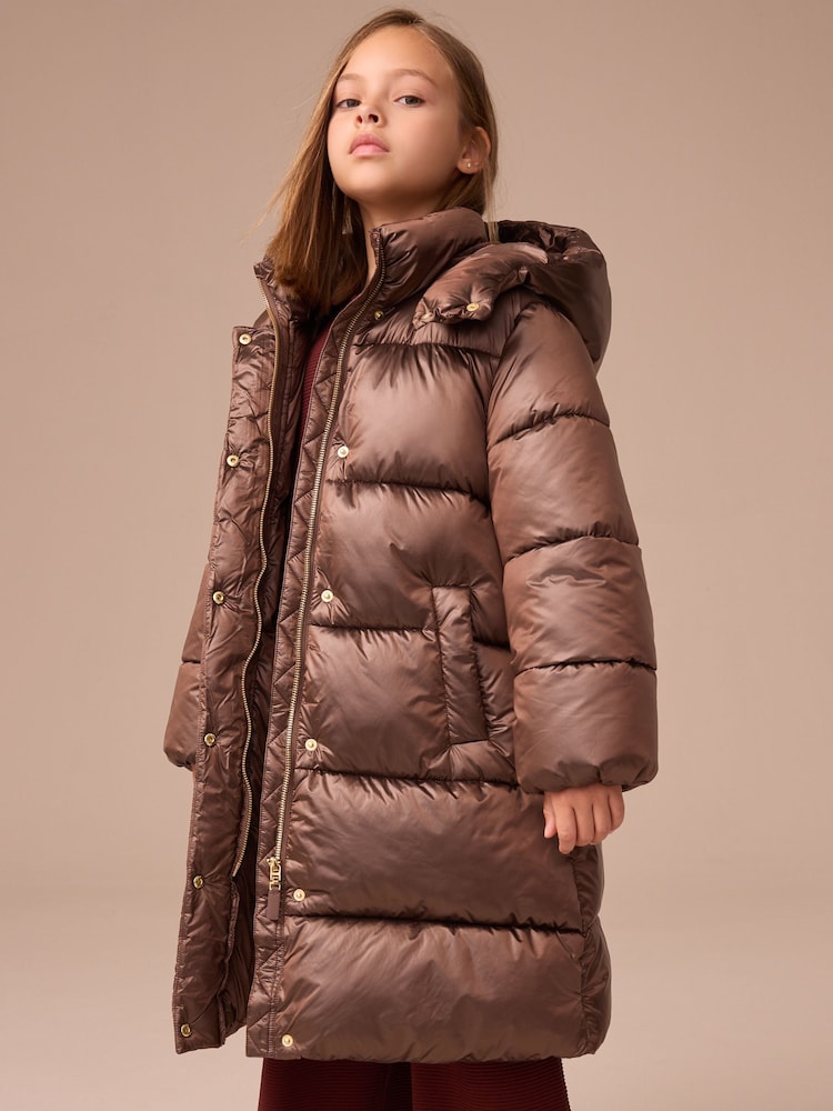 Chocolate Brown Shower Resistant Two Tone Padded Coat (3-16yrs) - Image 1 of 10 Chocolate Brown Shower Resistant Two Tone Padded Coat (3-16yrs) - Image 1 of 10