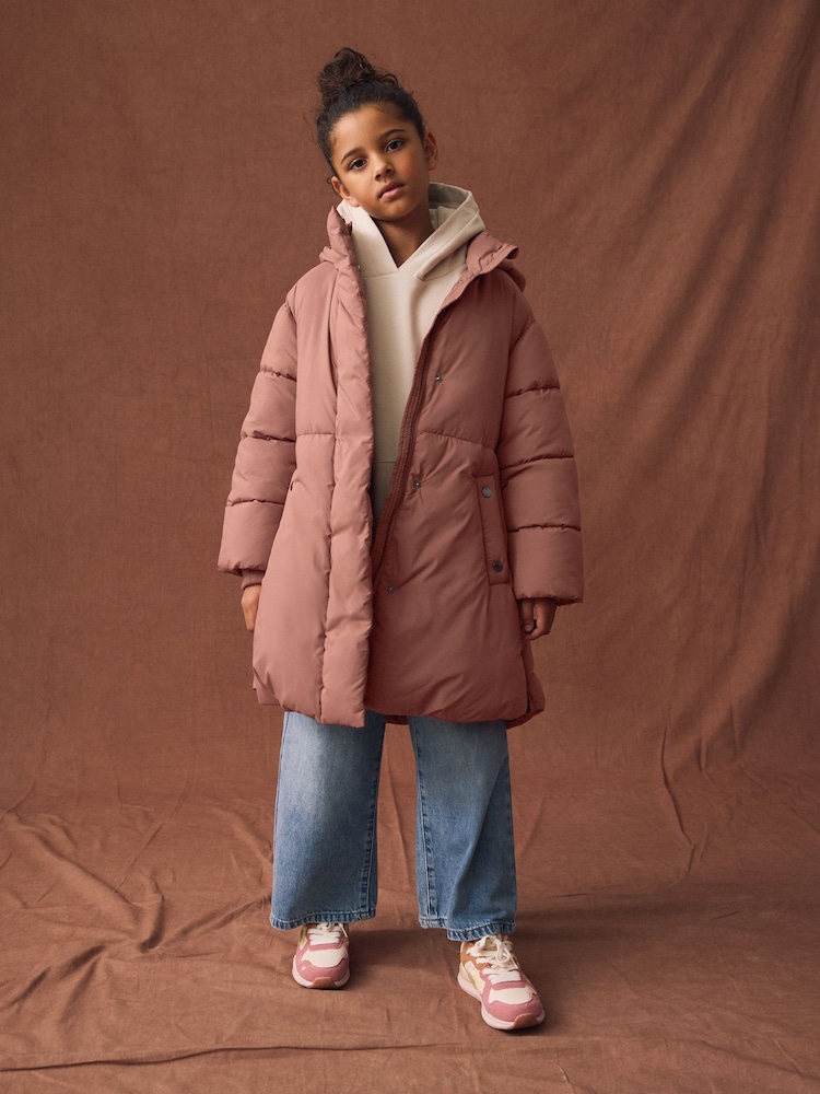 Rust Red Shower Resistant Diamond Quilted Padded Coat (3-16yrs) - Image 1 of 12