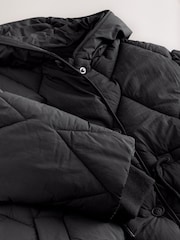 Black Shower Resistant Diamond Quilted Padded Coat (3-16yrs) - Image 10 of 12
