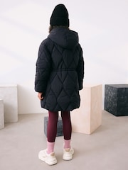 Black Shower Resistant Diamond Quilted Padded Coat (3-16yrs) - Image 3 of 12