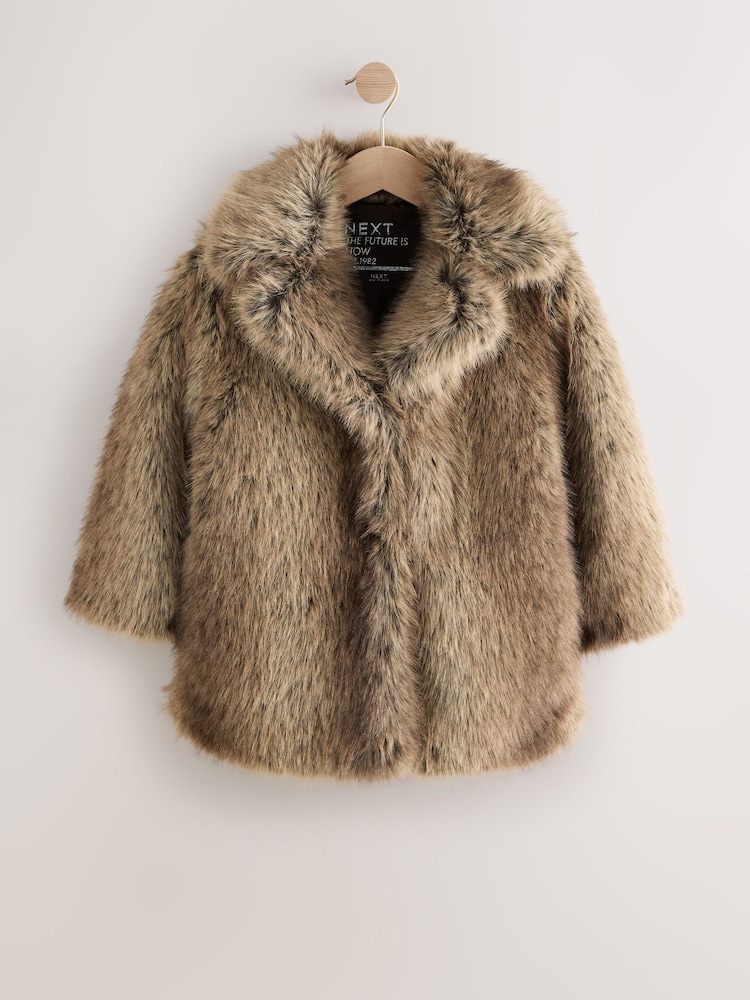 Brown Faux Fur Coat (3-16yrs) - Image 1 of 5