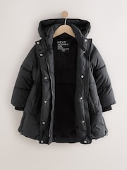 Black Shower Resistant Skirted Duvet Coat (3-16yrs) - Image 8 of 11