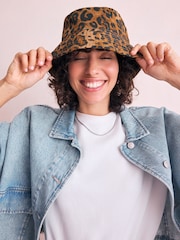 Leopard Print 100% Cotton Bucket Hat Scarf - Image 2 of 6