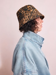 Leopard Print 100% Cotton Bucket Hat Scarf - Image 3 of 6