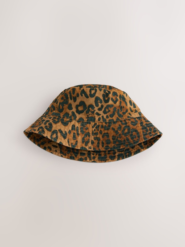 Leopard Print 100% Cotton Bucket Hat Scarf - Image 4 of 6