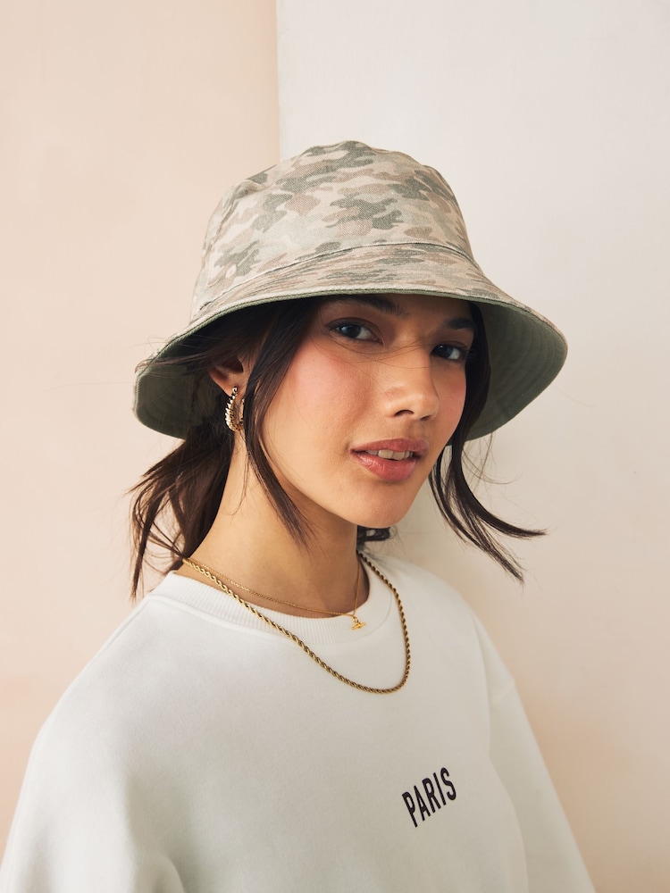 Khaki Green Camo Reversible Bucket Hat - Image 1 of 8