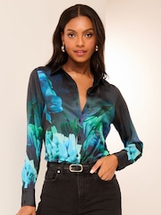 Синий - Футболка Lipsy Satin Printed - Image 1 of 4