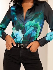 Синий - Футболка Lipsy Satin Printed - Image 3 of 4