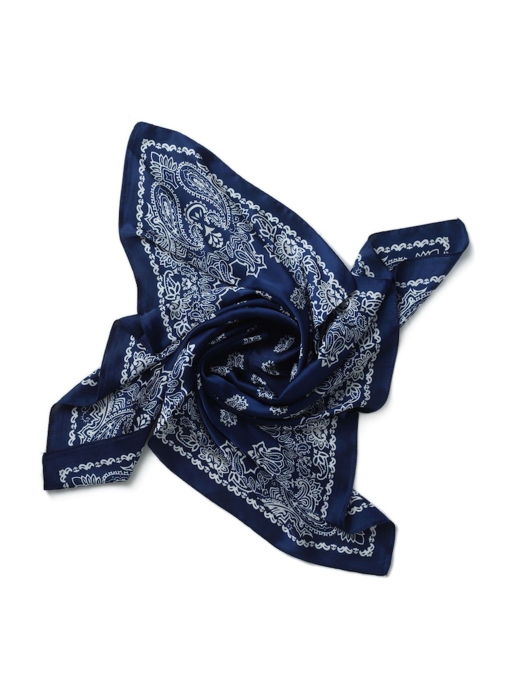 Aela Navy Paisley Print Tie Me Up Scarf - Image 1 of 2 Aela Navy Paisley Print Tie Me Up Scarf - Image 1 of 2