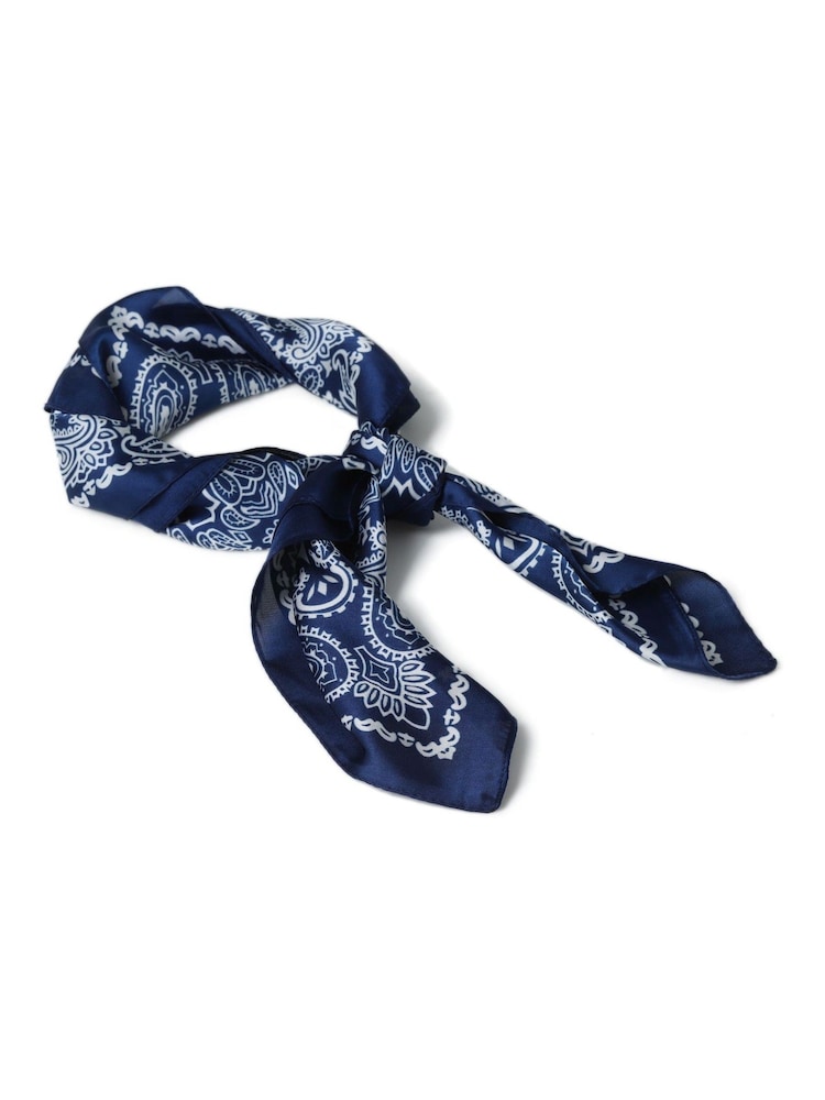 Aela Navy Paisley Print Tie Me Up Scarf - Image 2 of 2 Aela Navy Paisley Print Tie Me Up Scarf - Image 2 of 2