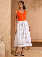Love & Roses Ivory Floral Scenic Printed Midi Skirt - Image 3 of 4