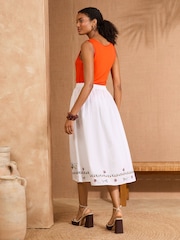 Love & Roses Ivory Floral Scenic Printed Midi Skirt - Image 4 of 4