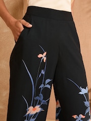 Love & Roses Black Floral Wide Leg Printed Trousers - Image 3 of 5