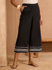 Love & Roses Black Petite Ric Rac Detail Cropped Trousers - Image 1 of 5