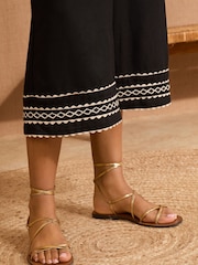 Love & Roses Black Petite Ric Rac Detail Cropped Trousers - Image 2 of 5