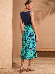 Love & Roses Blue Animal Midi Sara Skirt - Image 4 of 4