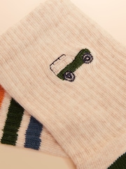 Joules Kids' Volley Khaki/Cream Pack of Two Tennis Socks - Image 2 of 3