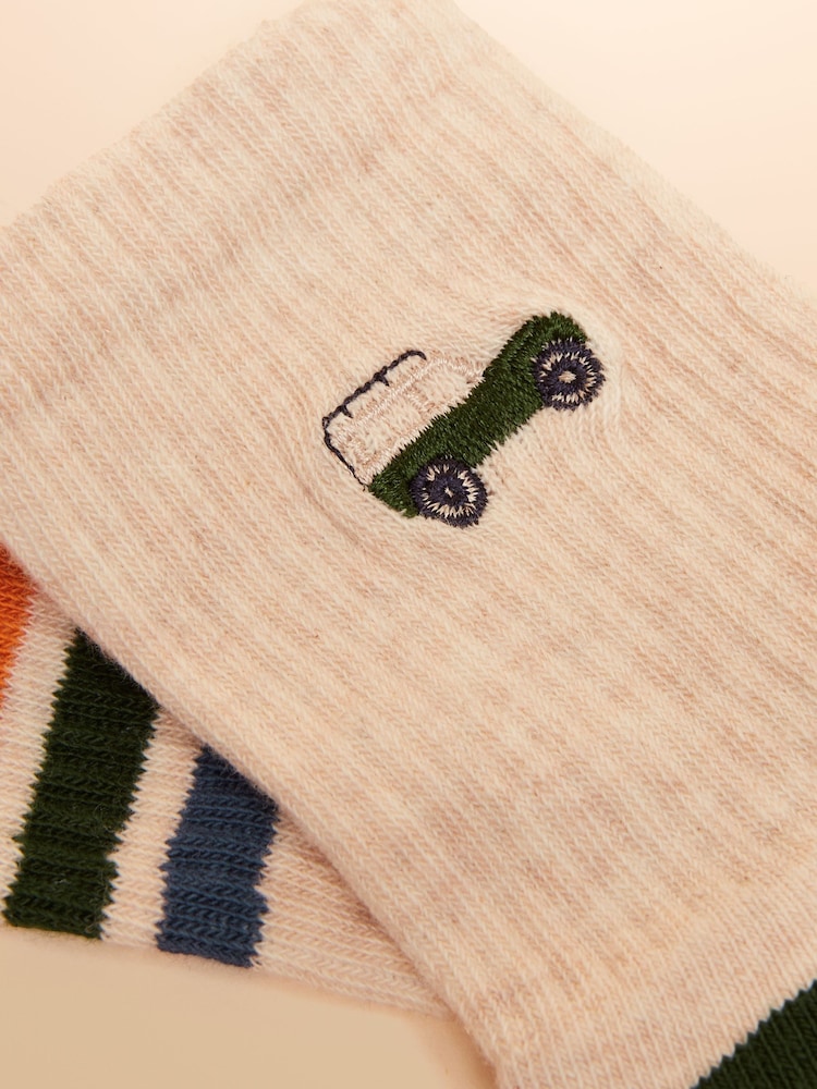 Joules Kids' Volley Khaki/Cream Pack of Two Tennis Socks - Image 2 of 3