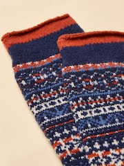 Joules Kids' Wader Navy Fair Isle Welly Socks - Image 2 of 3