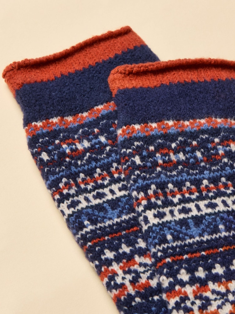 Joules Kids' Wader Navy Fair Isle Welly Socks - Image 2 of 3