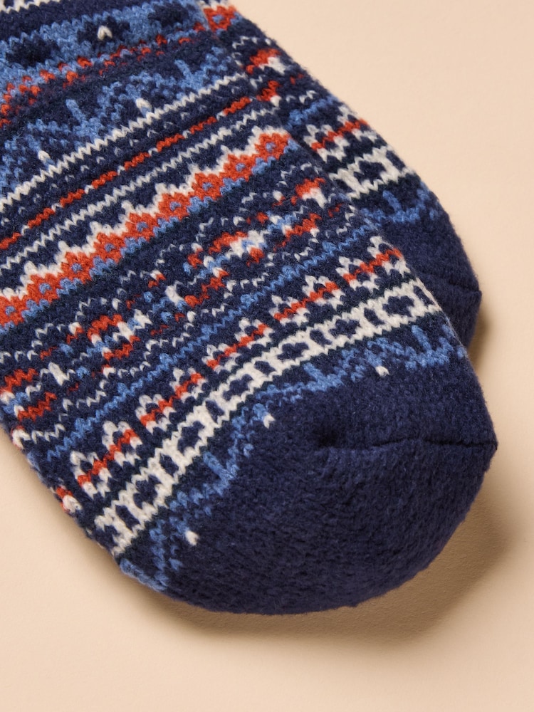 Joules Kids' Wader Navy Fair Isle Welly Socks - Image 3 of 3