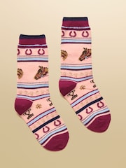 Joules Ellis Pink Fairisle Cosy Socks - Image 1 of 3