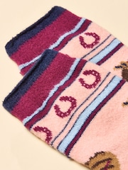 Joules Ellis Pink Fairisle Cosy Socks - Image 2 of 3
