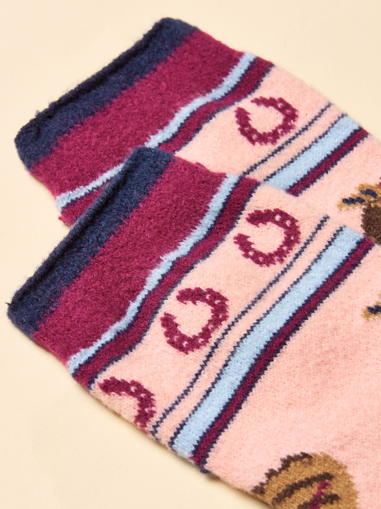 Joules Ellis Pink Fairisle Cosy Socks - Image 2 of 3